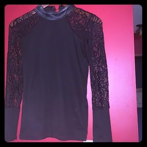 Long sleeve, lace sleeve, black top